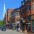 A street lined with shops in New Hampshire.
